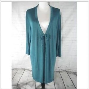 Chico's Travelers Slinky Knit Cardigan Teal sz XL